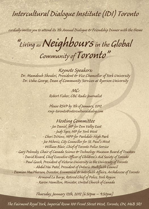 7th Annual Dialogue & Friendship Dinner (Jan'12) - By 